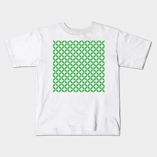 Retro Circles and Diamonds Green 5 Kids T-Shirt by Makanahele